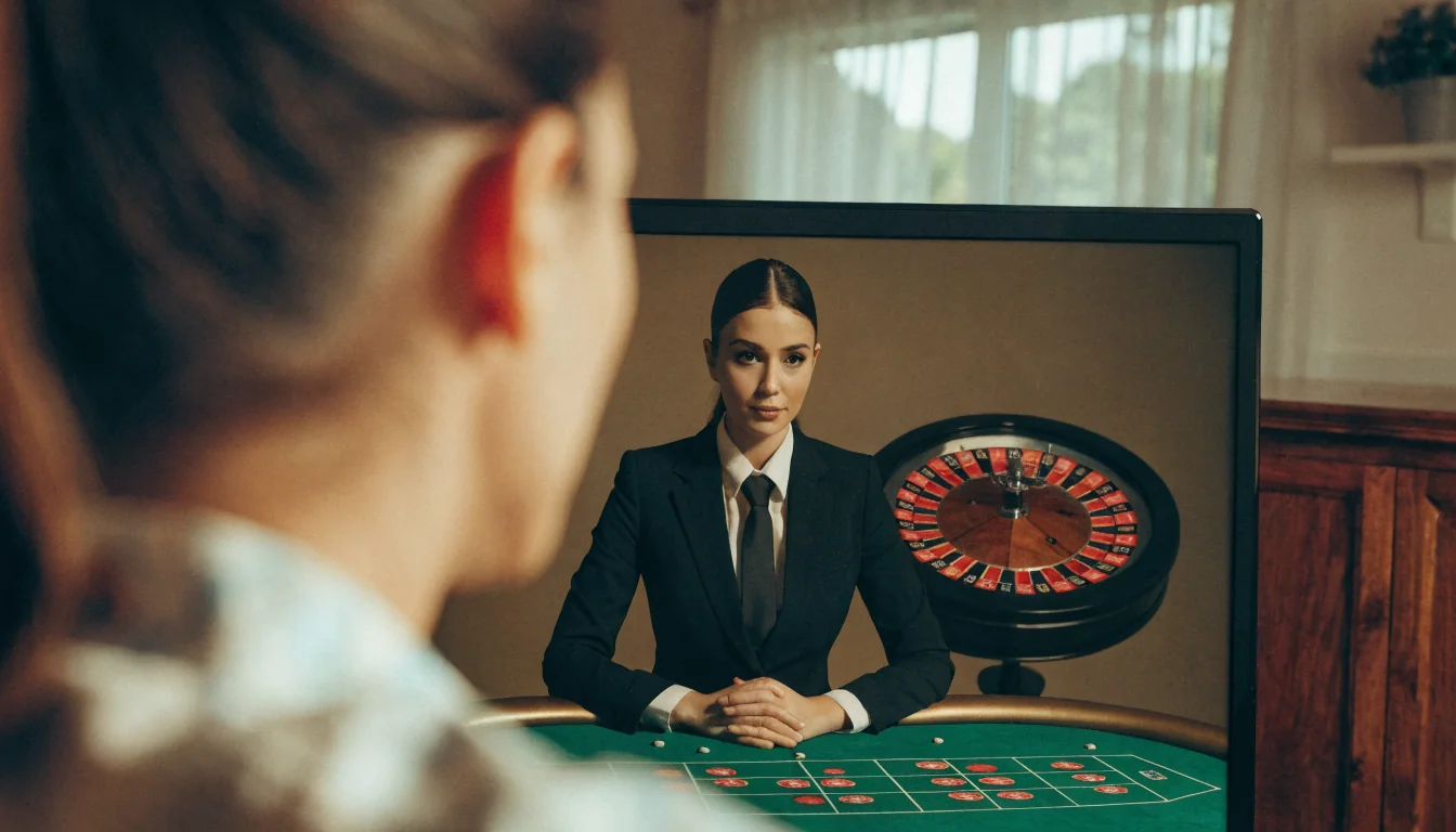 Live dealer table streamed on TV in Australian home